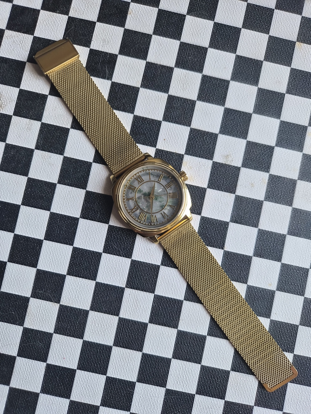 Custom Made Gold Automatic Watch (Moss Agate Dial)